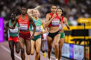 Audrey Werro (au premier plan, à droite) a bien négocié sa demi-finale à Tokyo. KEYSTONE/MICHAEL BUHOLZER
